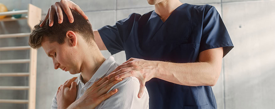 Patient recovering with chiropractic rehabilitation after surgery
